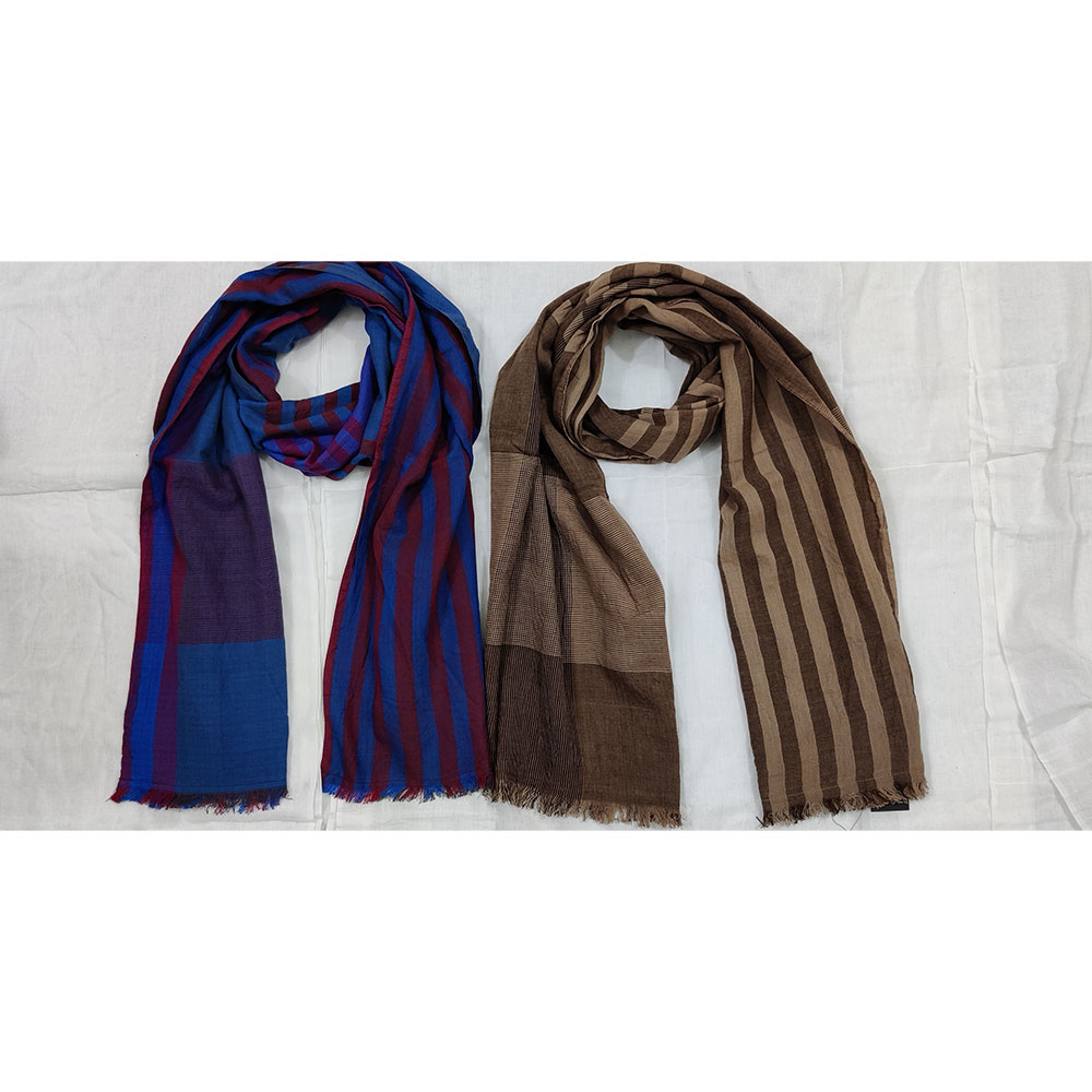Men's Double Face Scarf for Winters - Brown/Blue Color