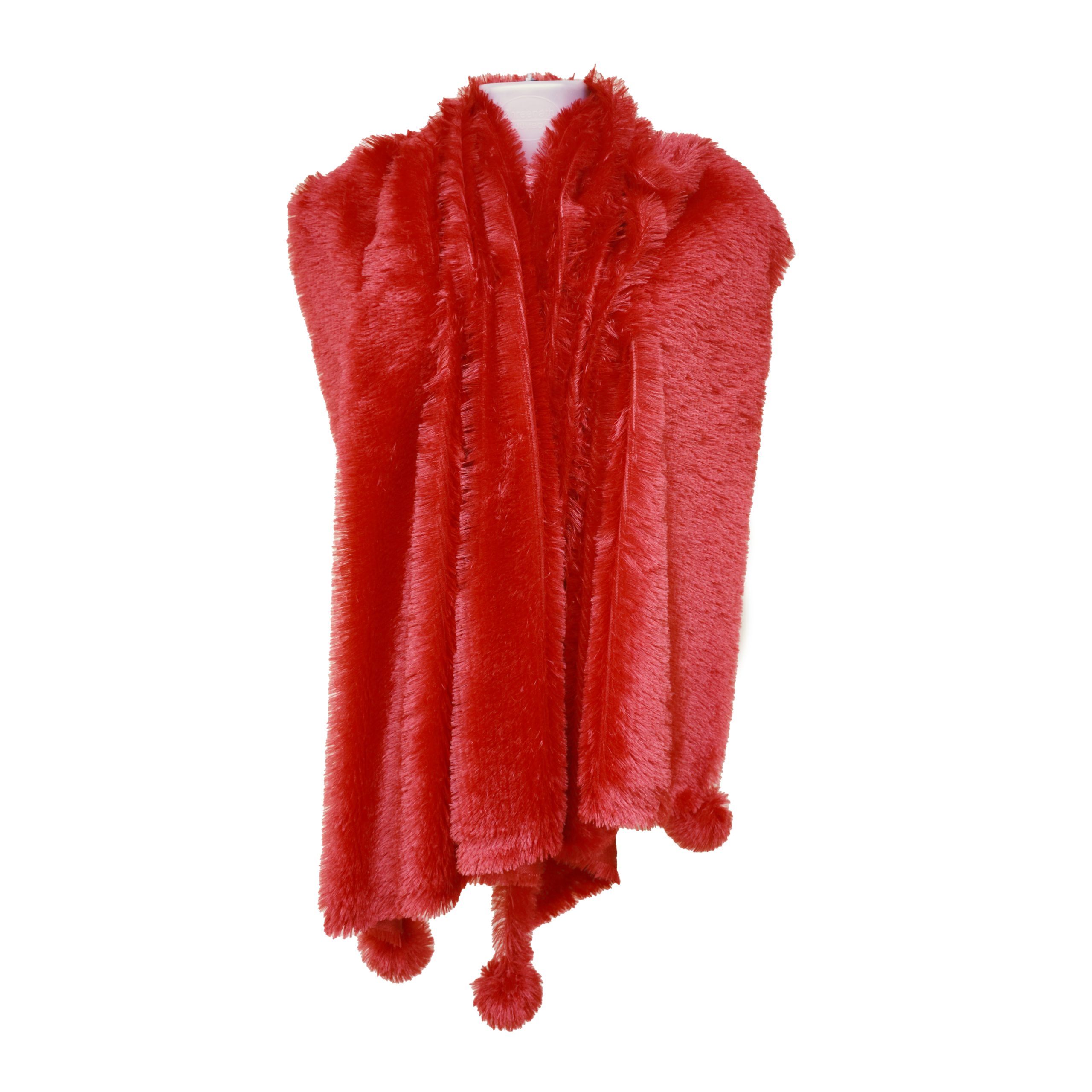 Women Fur Scarf - Scarlet Red Color