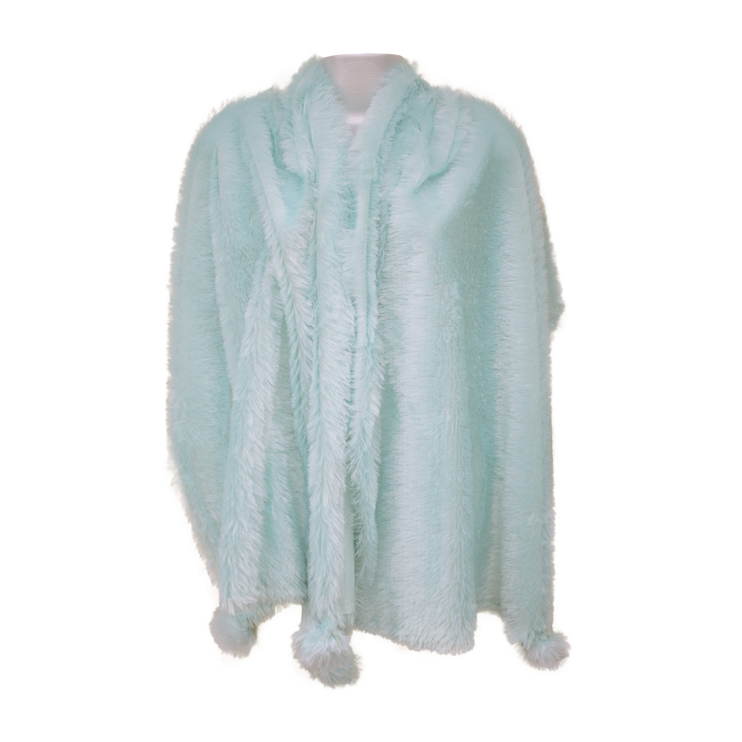 Women Fur Scarf - Aqua Blue Color