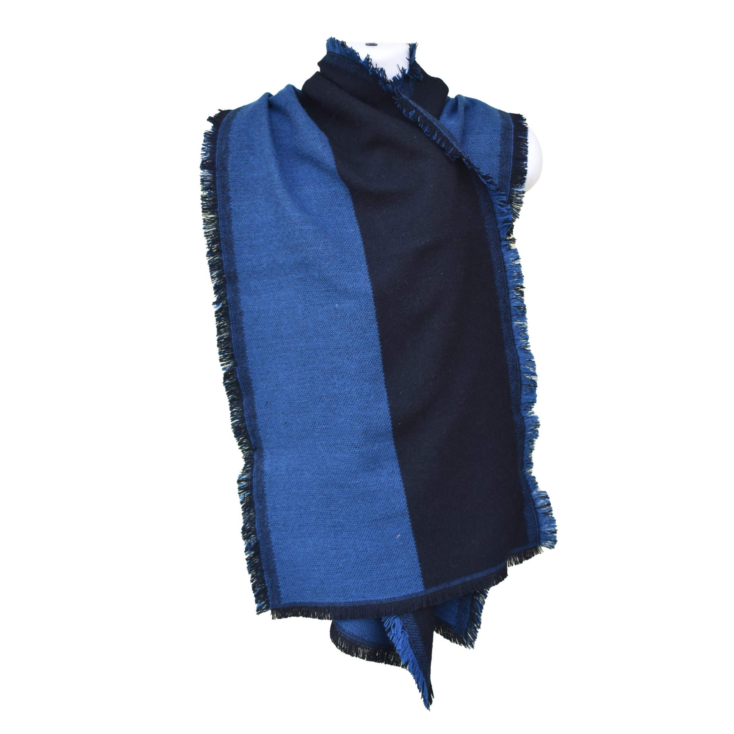 High-Quality Woolen Mens Scarf - Jacquard Style - Blue & Gray